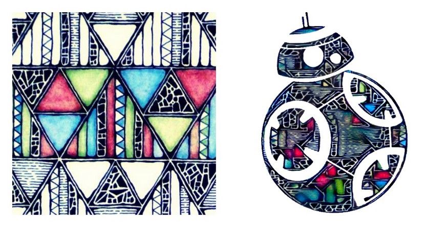 Geometric artwork as style (left), generated artwork (right)