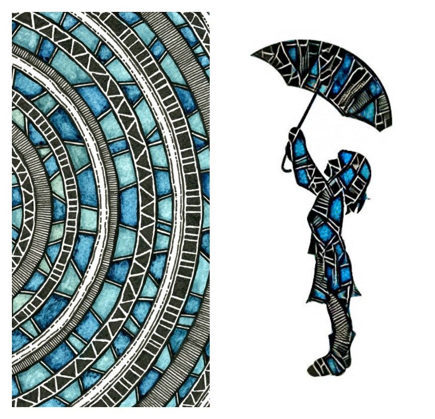 Geometric artwork as style (left), generated artwork (right)