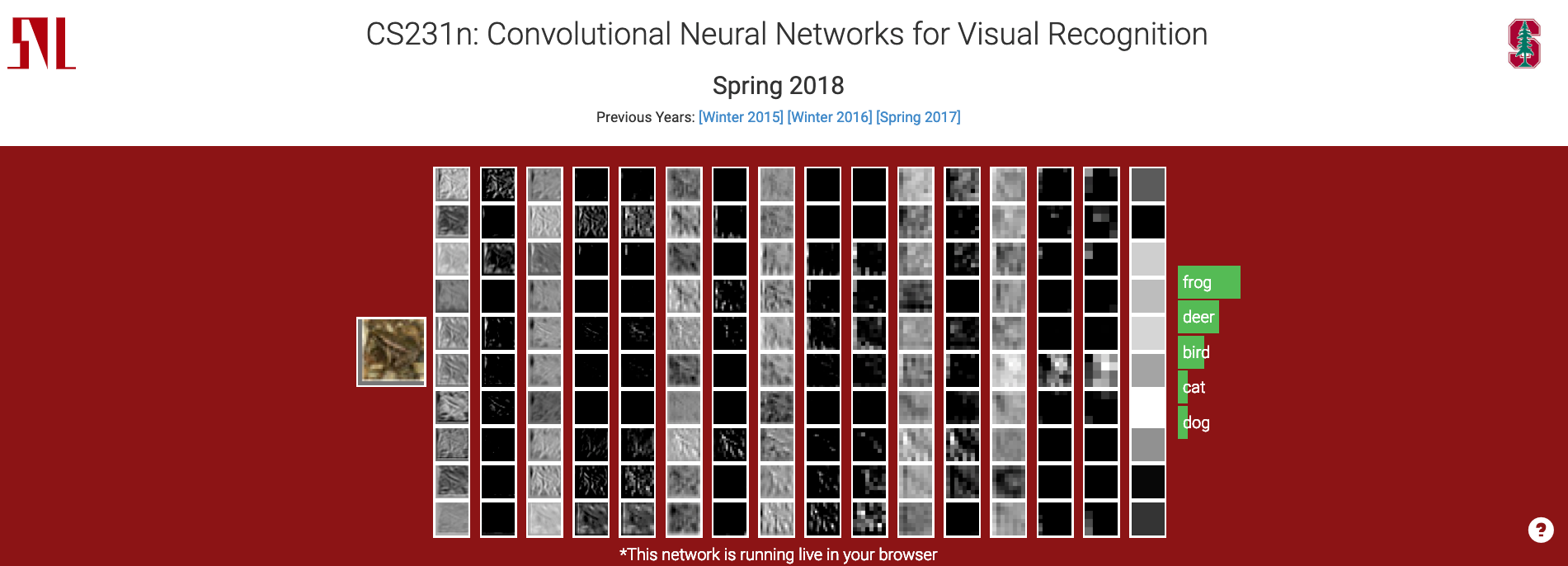 Landing page of "CS231n: Convolutional Neural Networks for Visual Recognition"